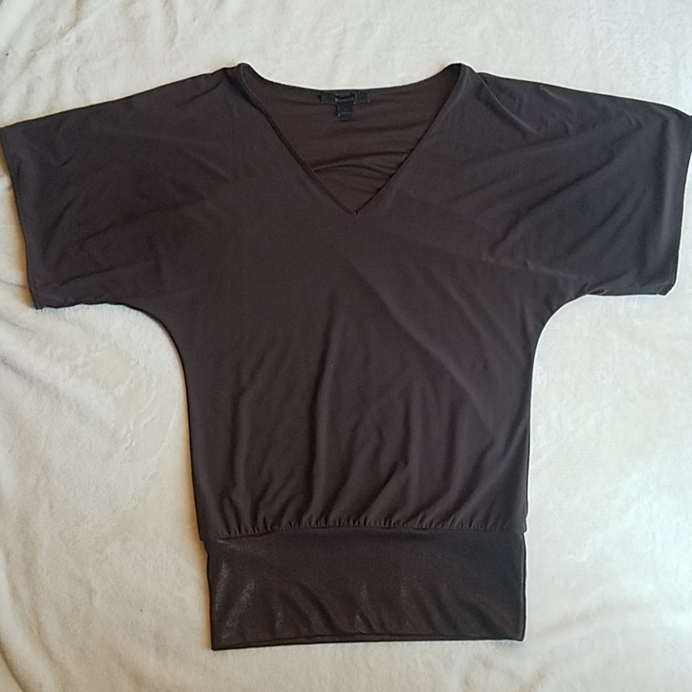 Express brown slouchy shirt with elastic waist